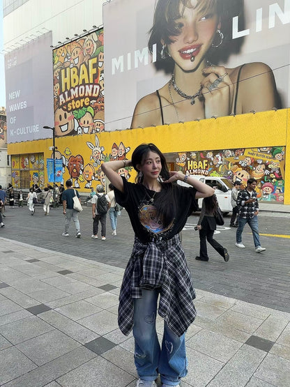 MS51040 Vintage checked blouse