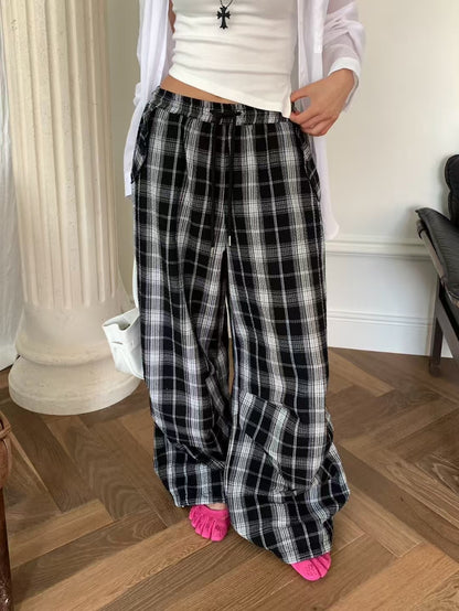 MS60707 Retro checked trousers