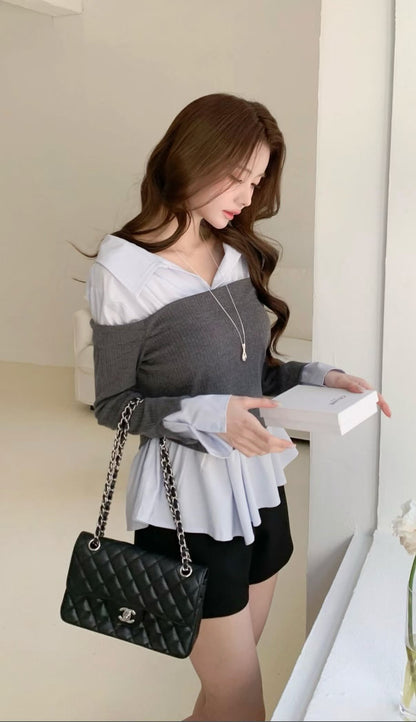 MS60407 Giselle collar trim blouse