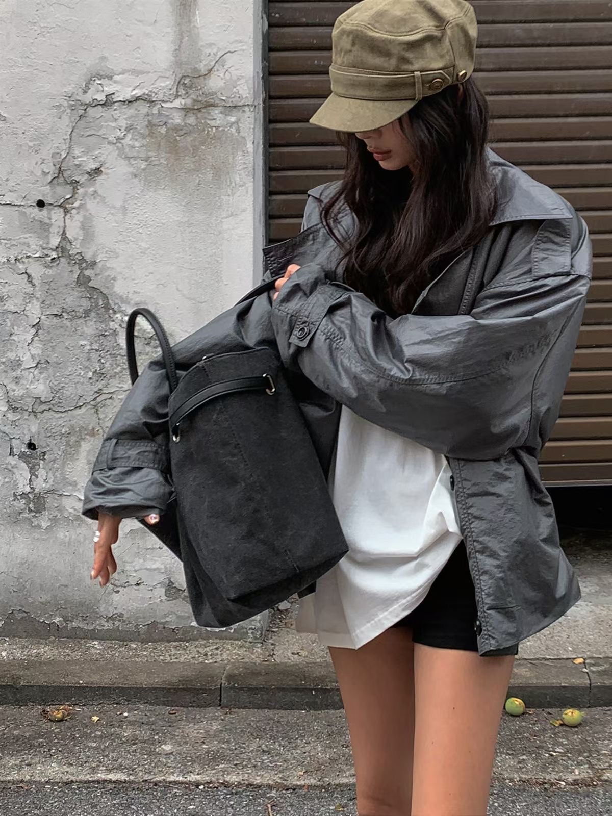 MS60811 Sheen oversized windbreaker jacket