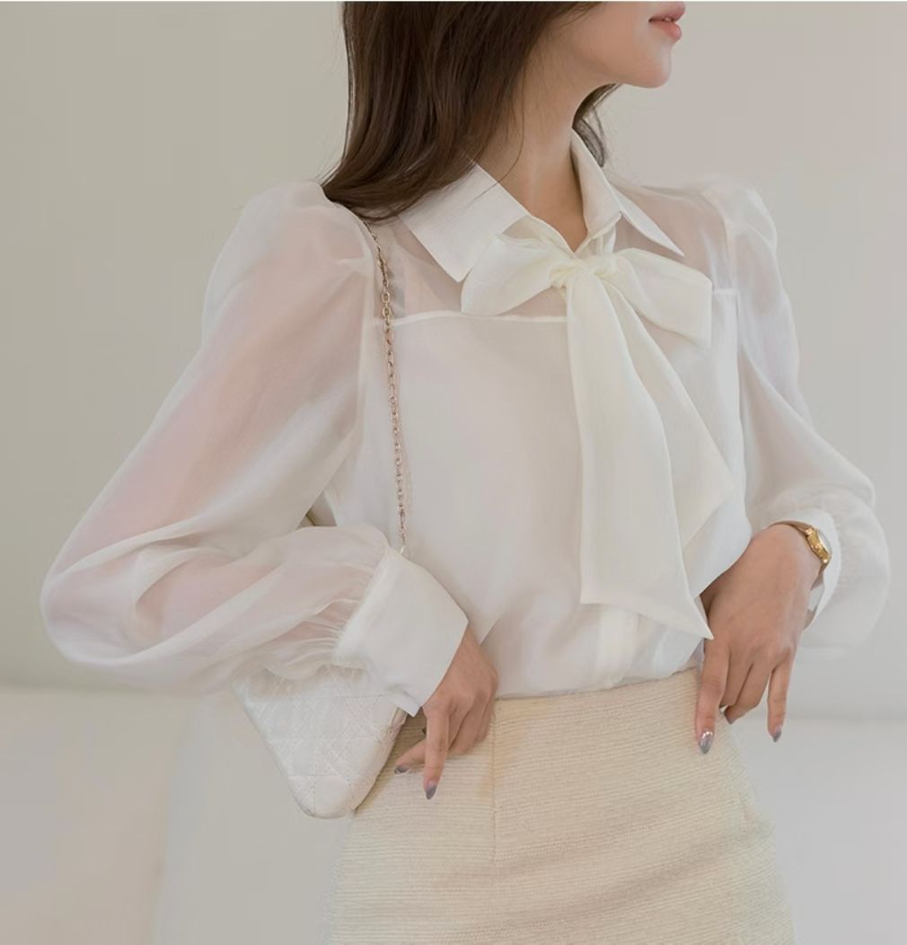 MS60231 Soft ribbon blouse