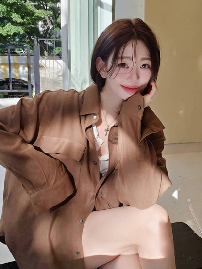 MS51003 Gentle suede effect blouse