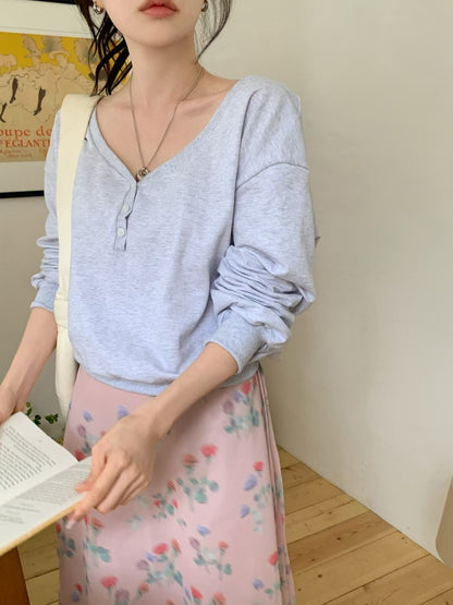 MS60456 Fion button long sleeve top