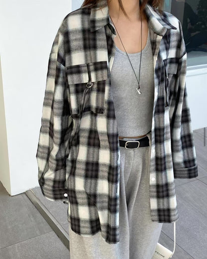 MS60215 Vintage checked blouse outer