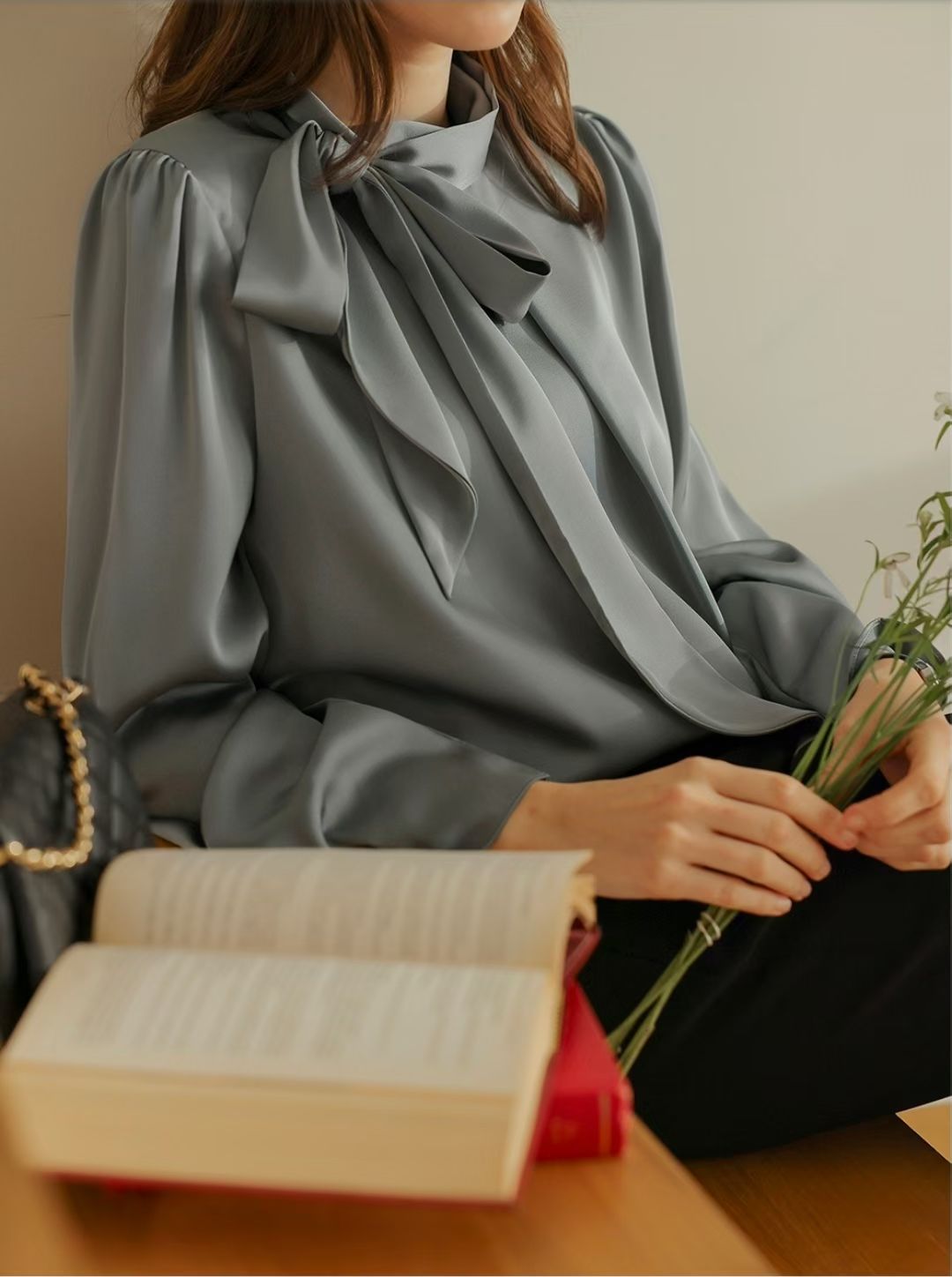 MS60232 Gladys satin silk blouse