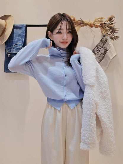 MS51111 Alpaca dual way cardigan