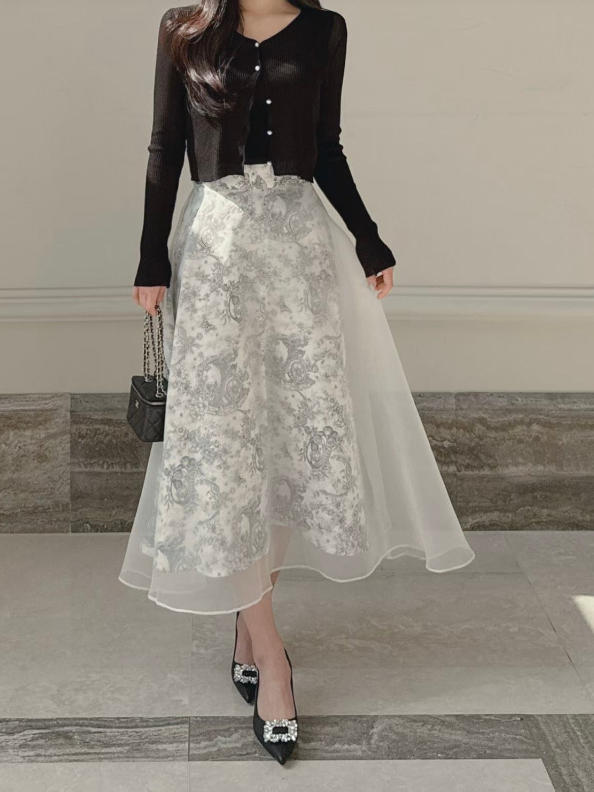 MS60234 Moon veil midi skirt