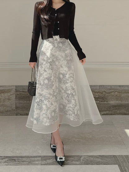 MS60234 Moon veil midi skirt