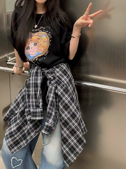 MS51040 Vintage checked blouse