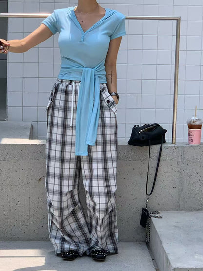 MS60707 Retro checked trousers