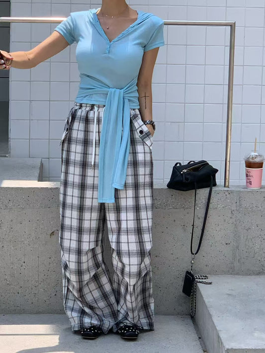 MS60707 Retro checked trousers