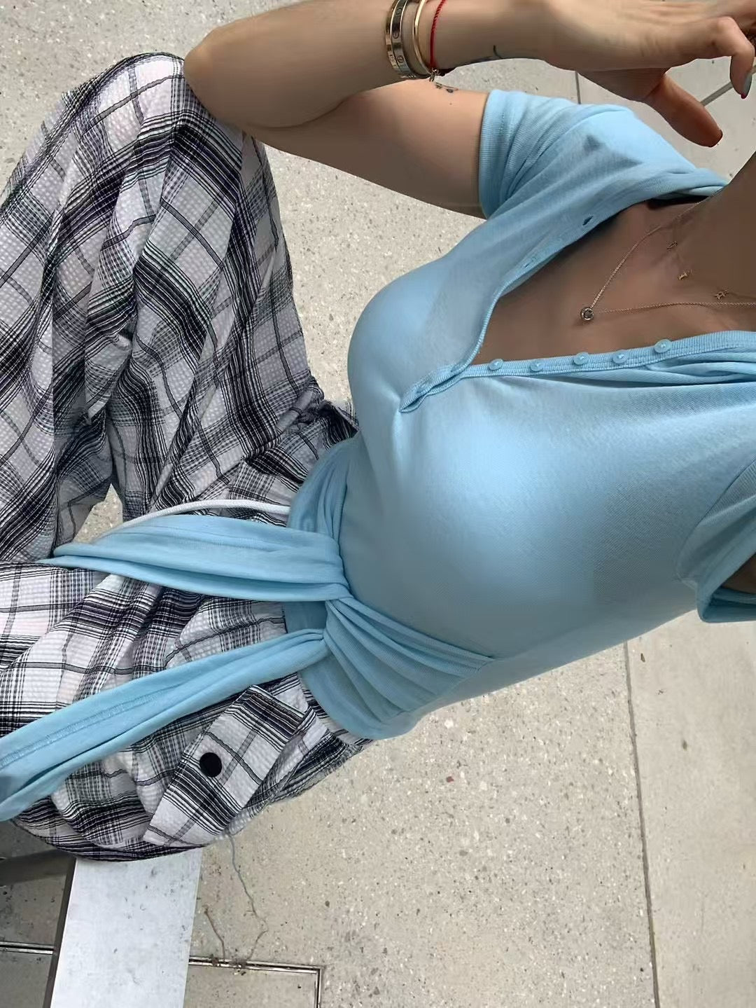 MS60708 Wayne tie hoodie top