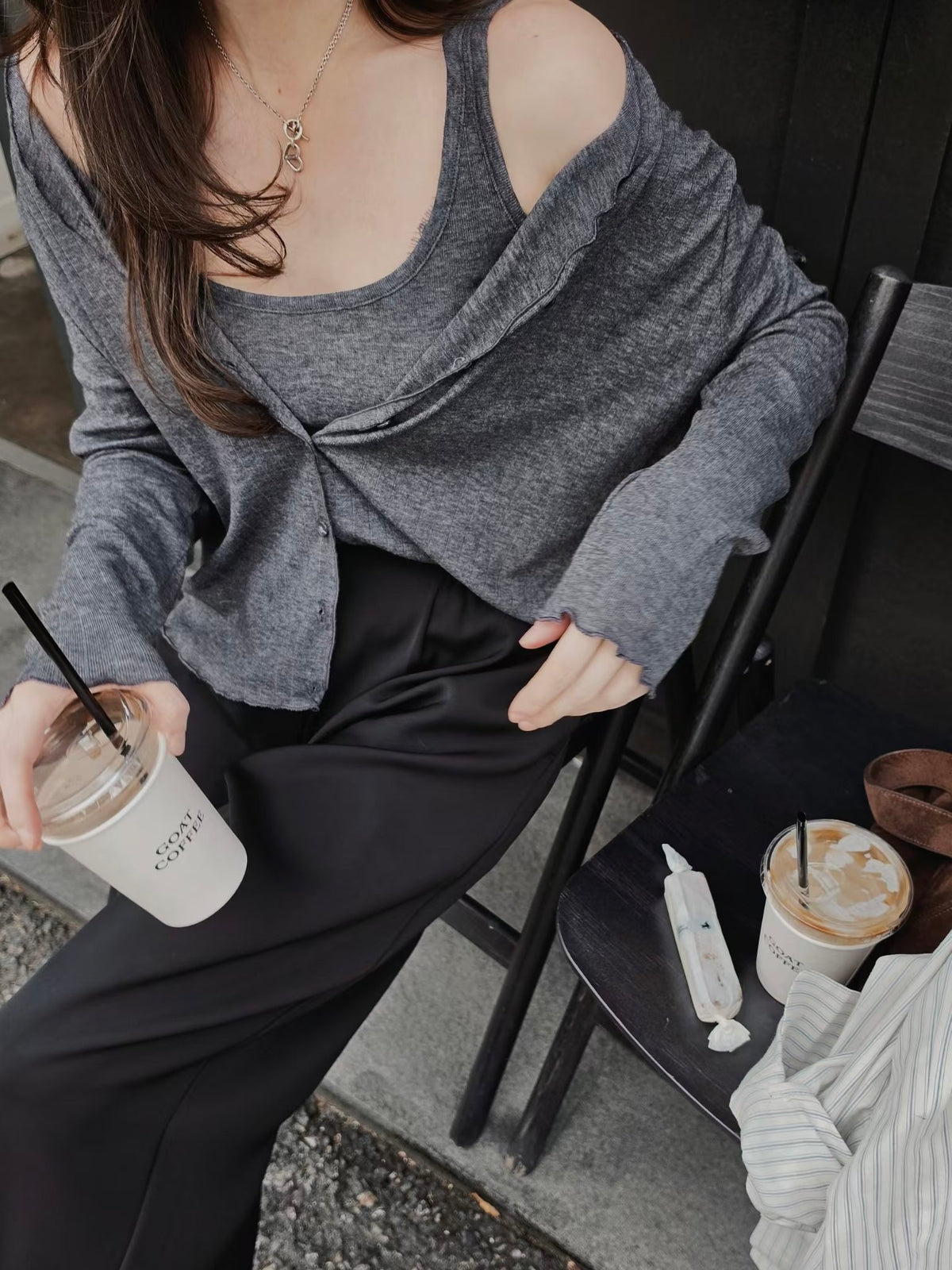MS60922 Wool tencel cardigan set