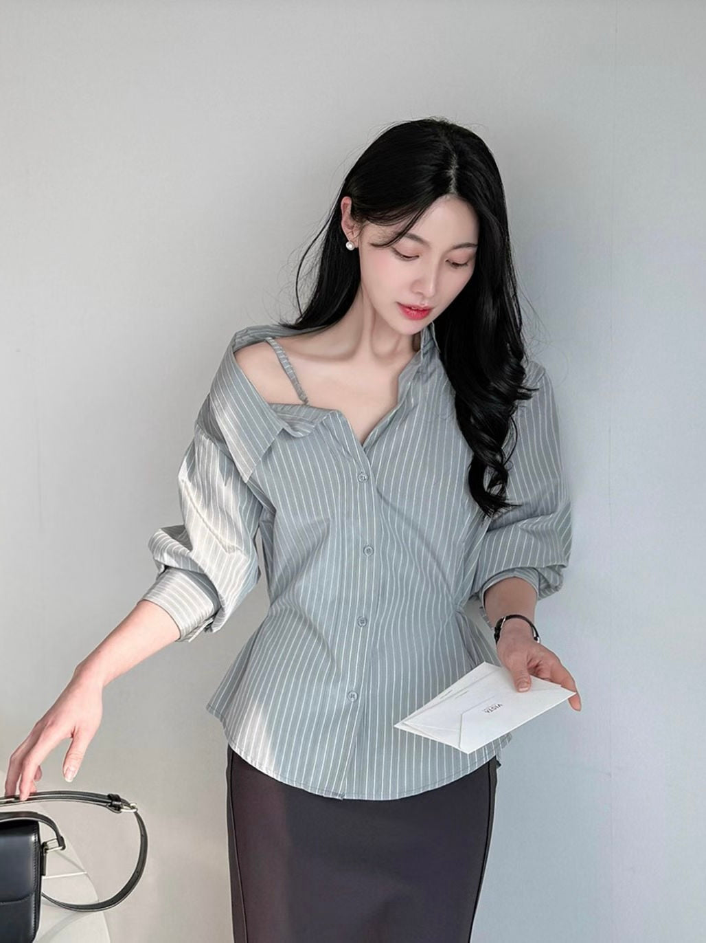 MS60408 Serene stripes off shoulder blouse