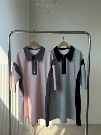 MS60426 Ash color polo dress