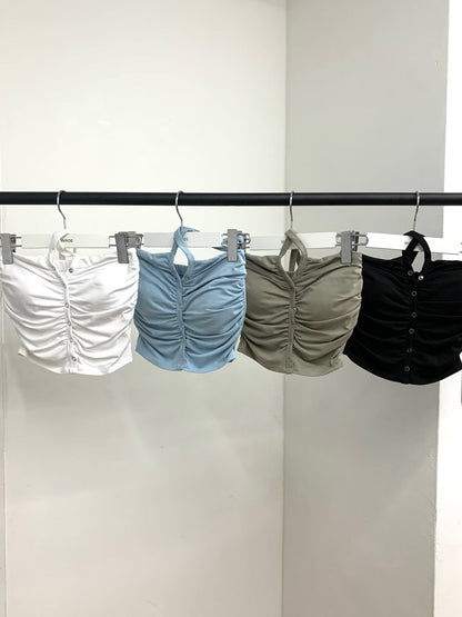 MS60417 Contour ruched halter top