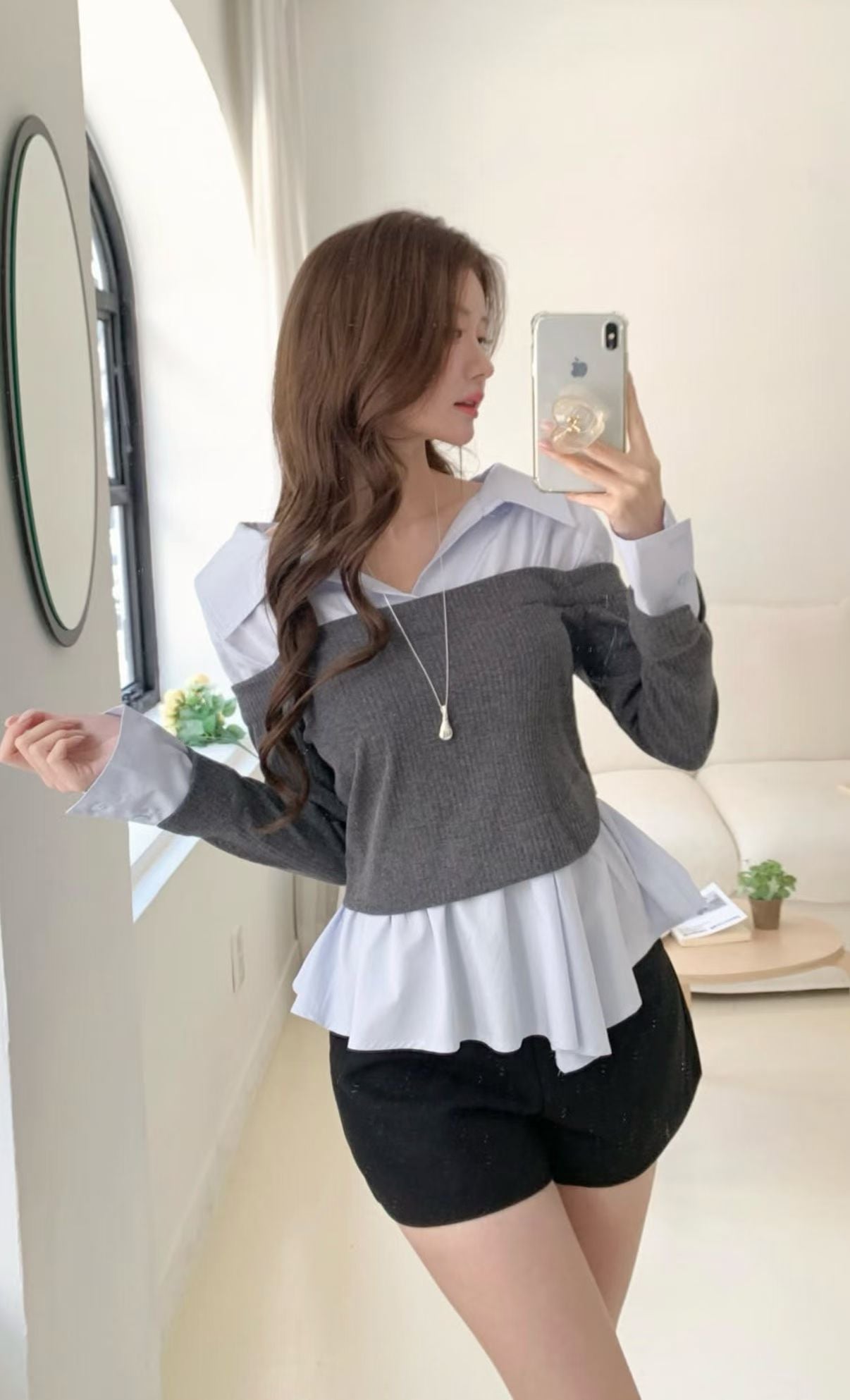 MS60407 Giselle collar trim blouse