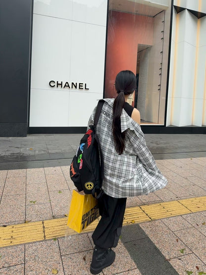 MS60432 Logo checked blouse