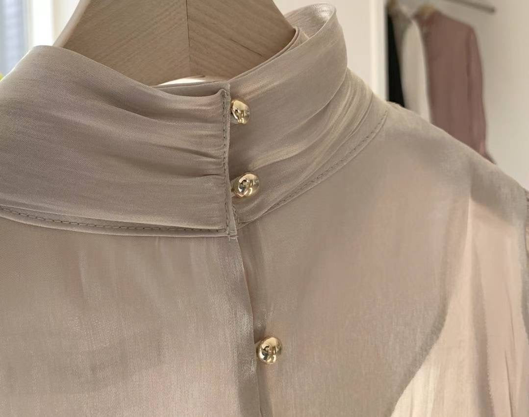 MS50955 Shinning tie blouse