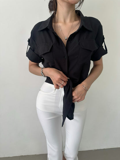 MS60713 Silk chiffon ribbon blouse