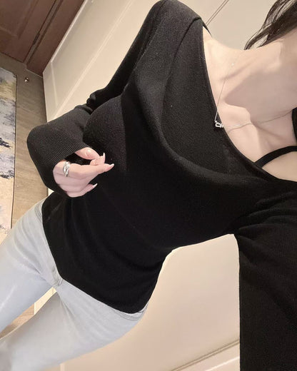 MS60306 Soft drape off shoulder knit top