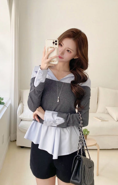 MS60407 Giselle collar trim blouse