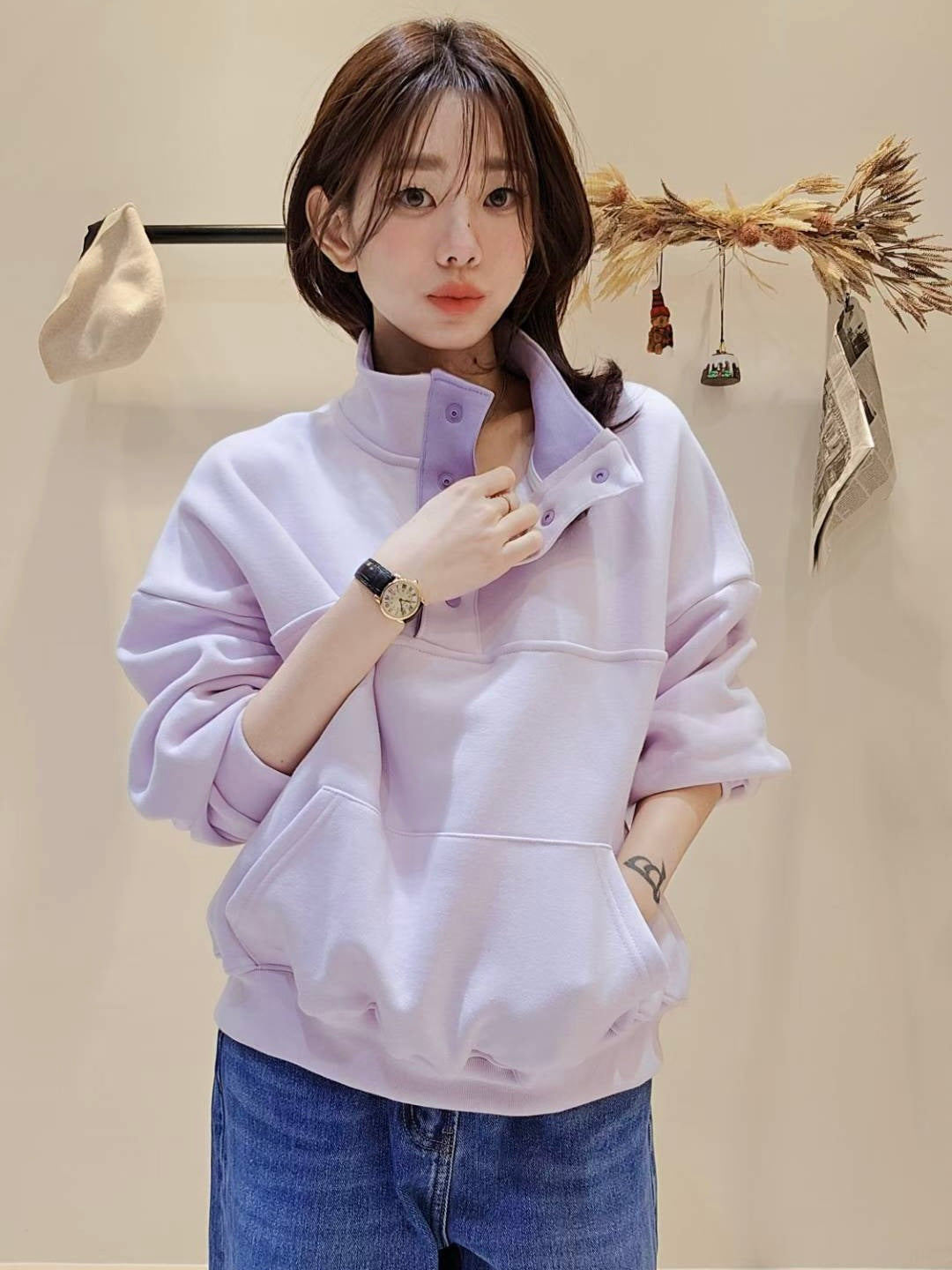 MS51241 Mix color fleece sweater