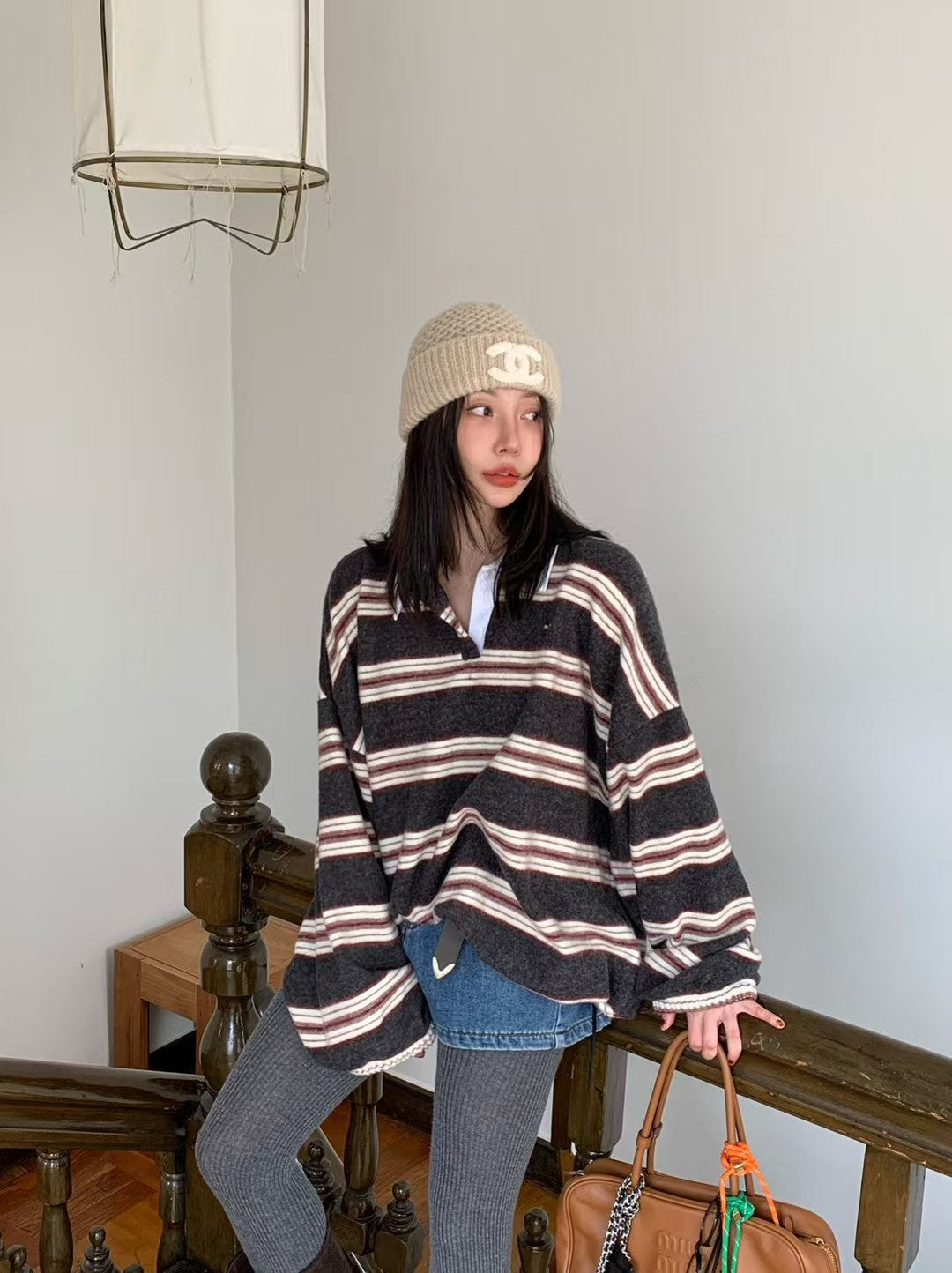 MS51107 Candy fur stripes top