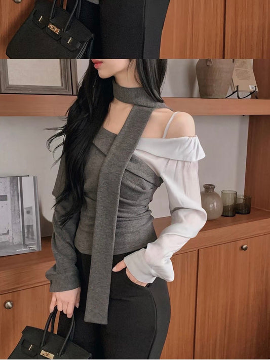 Phase wrap knit top