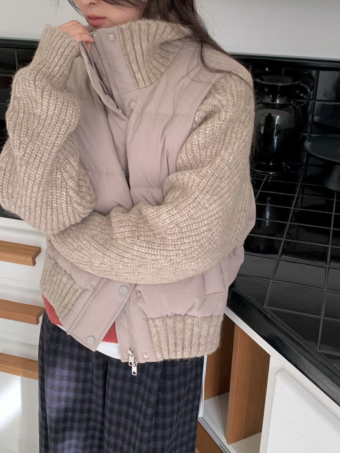 MS51084 Wool knit duck down jacket