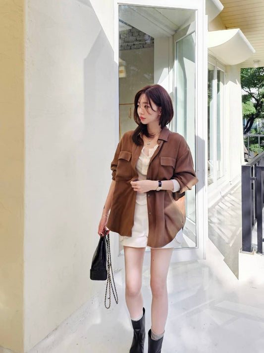MS51003 Gentle suede effect blouse