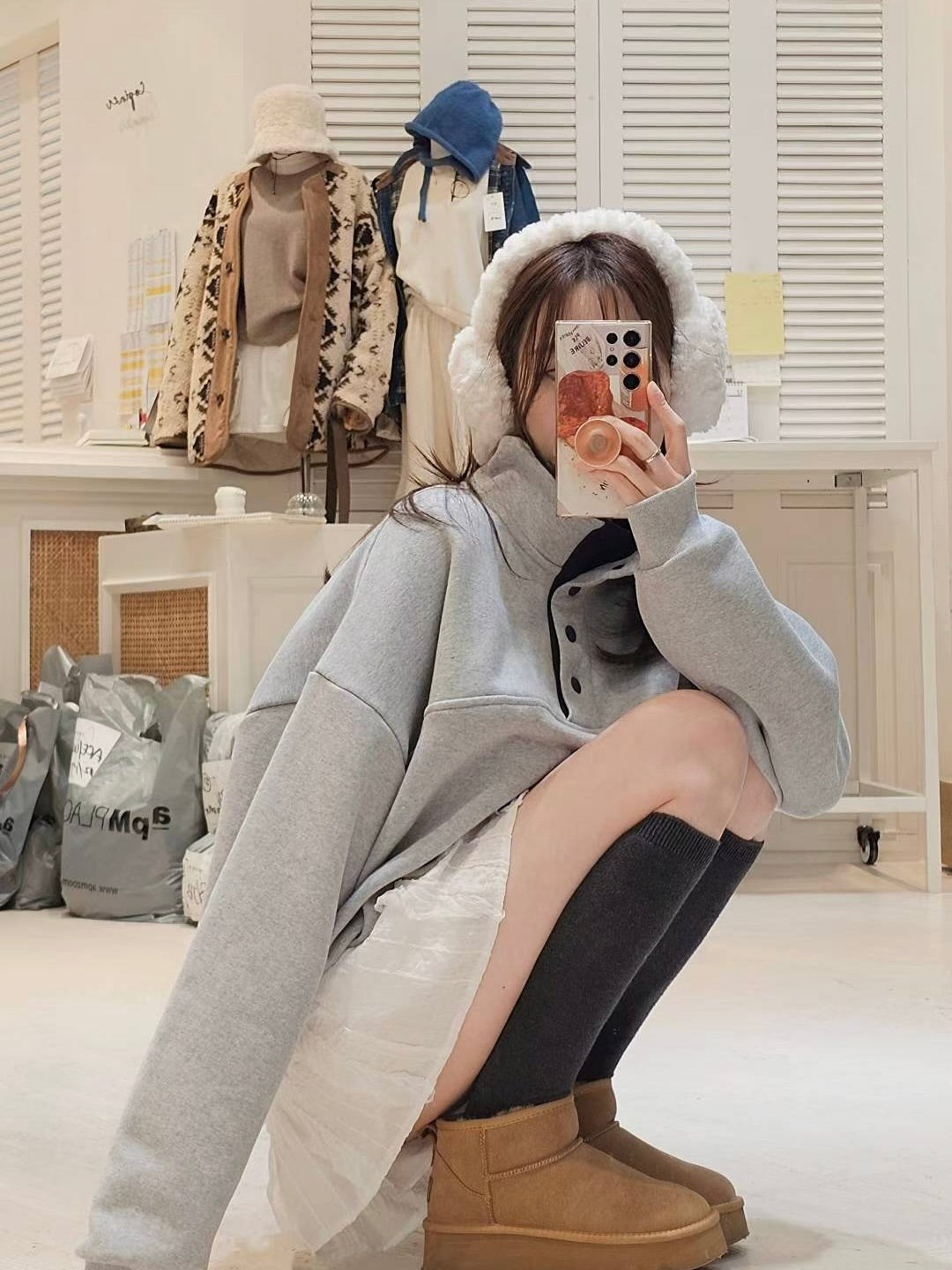 MS51241 Mix color fleece sweater