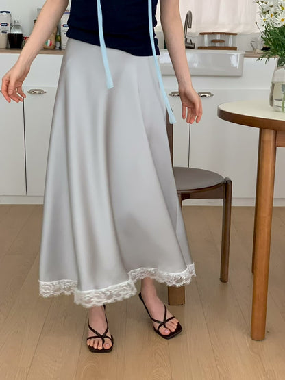 MS60437 Lune lace silk skirt
