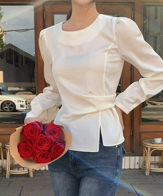 MS50953 Classic tie ribbon blouse