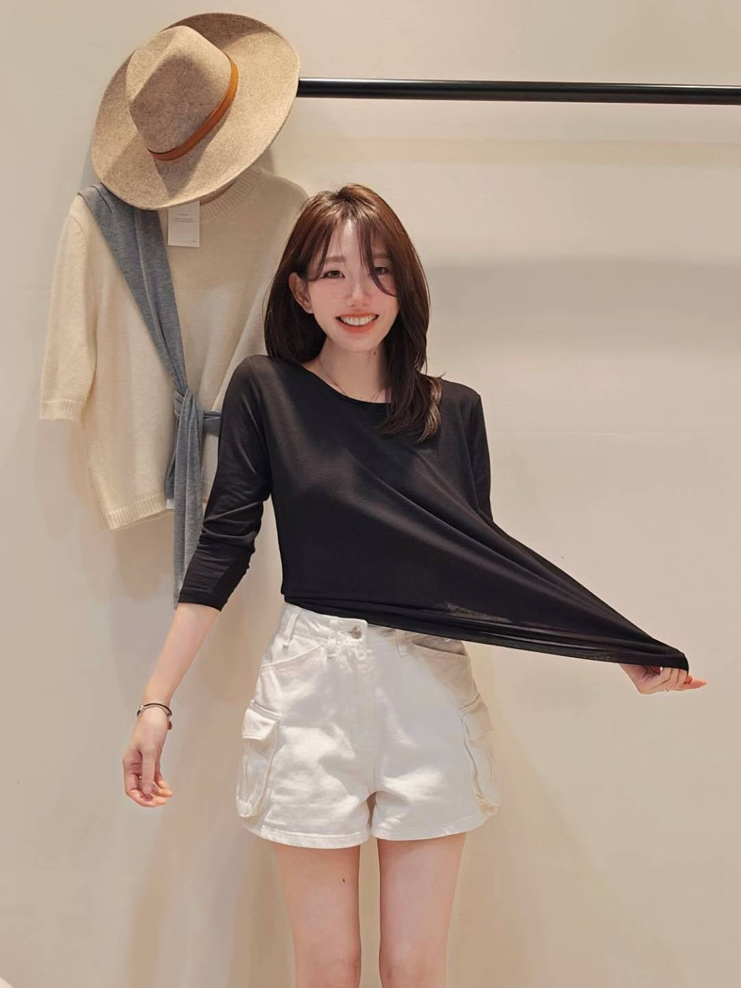 MS50945 Wool tencel blended jersey tee