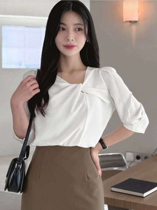 MS50859 Twist mid sleeve blouse