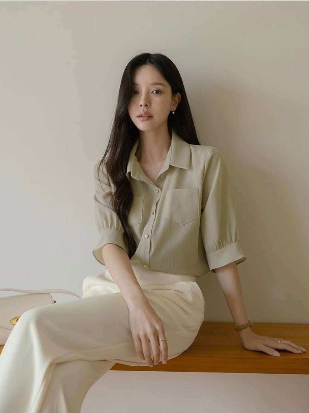 MS50861 Collar pockets blouse