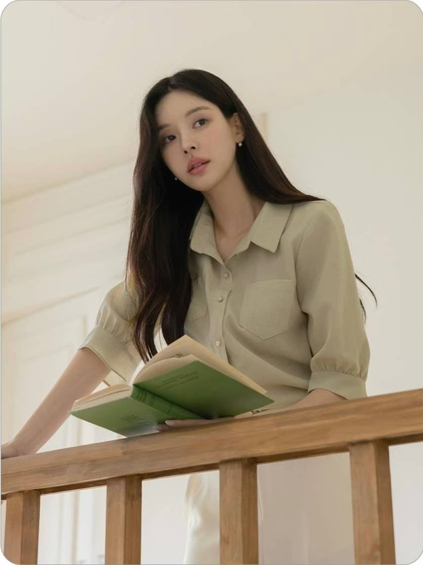 MS50861 Collar pockets blouse