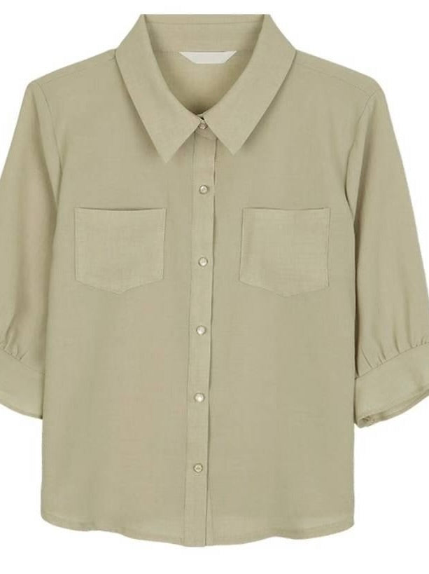 MS50861 Collar pockets blouse