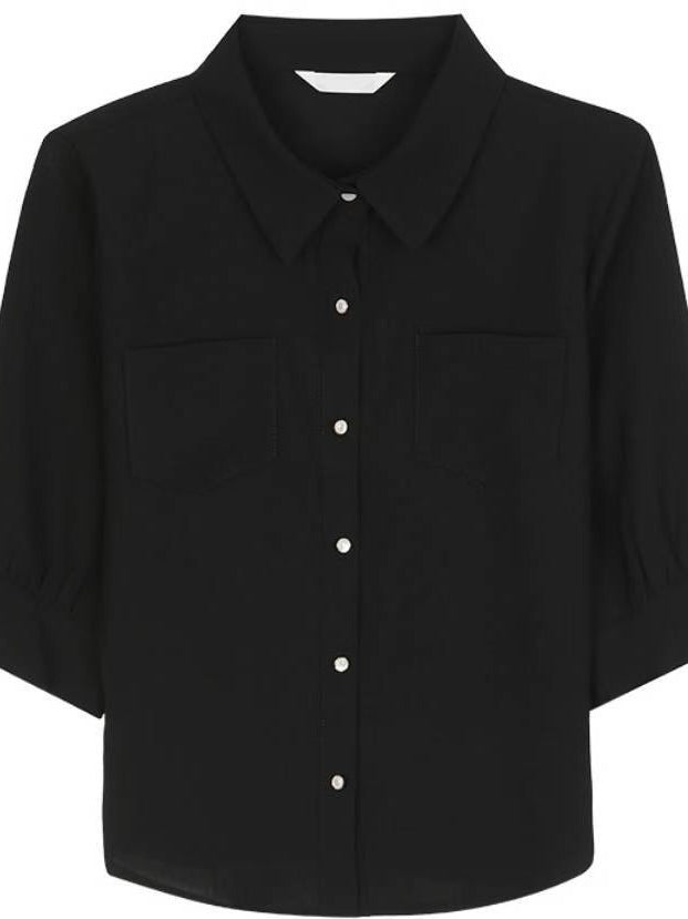 MS50861 Collar pockets blouse