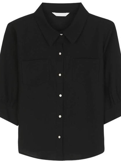 MS50861 Collar pockets blouse
