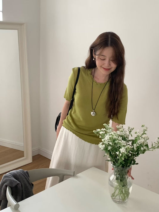 MS50803 Basic flower knit top