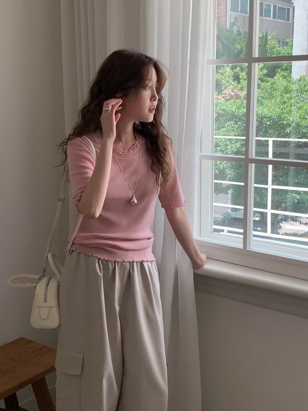 MS50803 Basic flower knit top