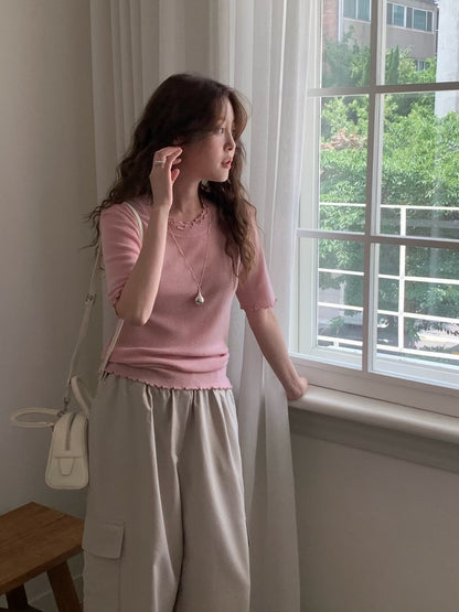 MS50803 Basic flower knit top