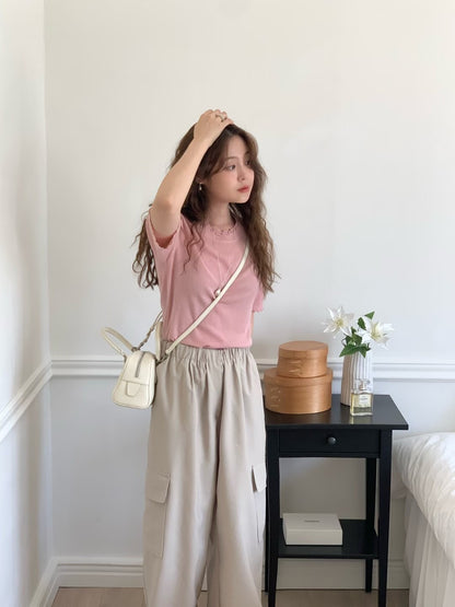 MS50803 Basic flower knit top