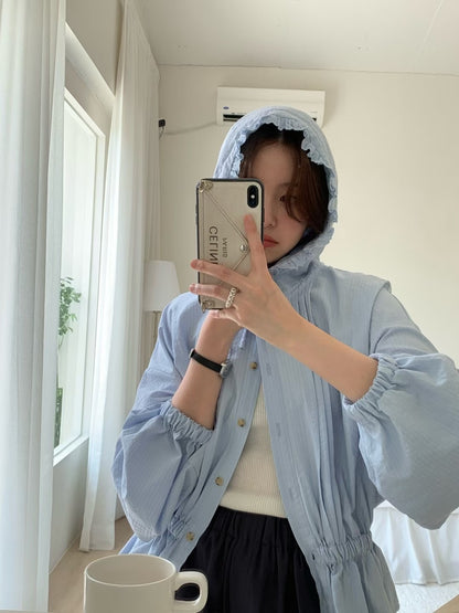 MS50806 Lace hem sun protection hoodie