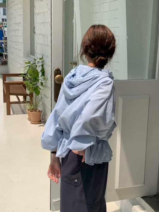 MS50806 Lace hem sun protection hoodie