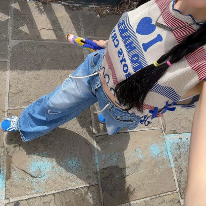 MS50812 Heart shape denim pants