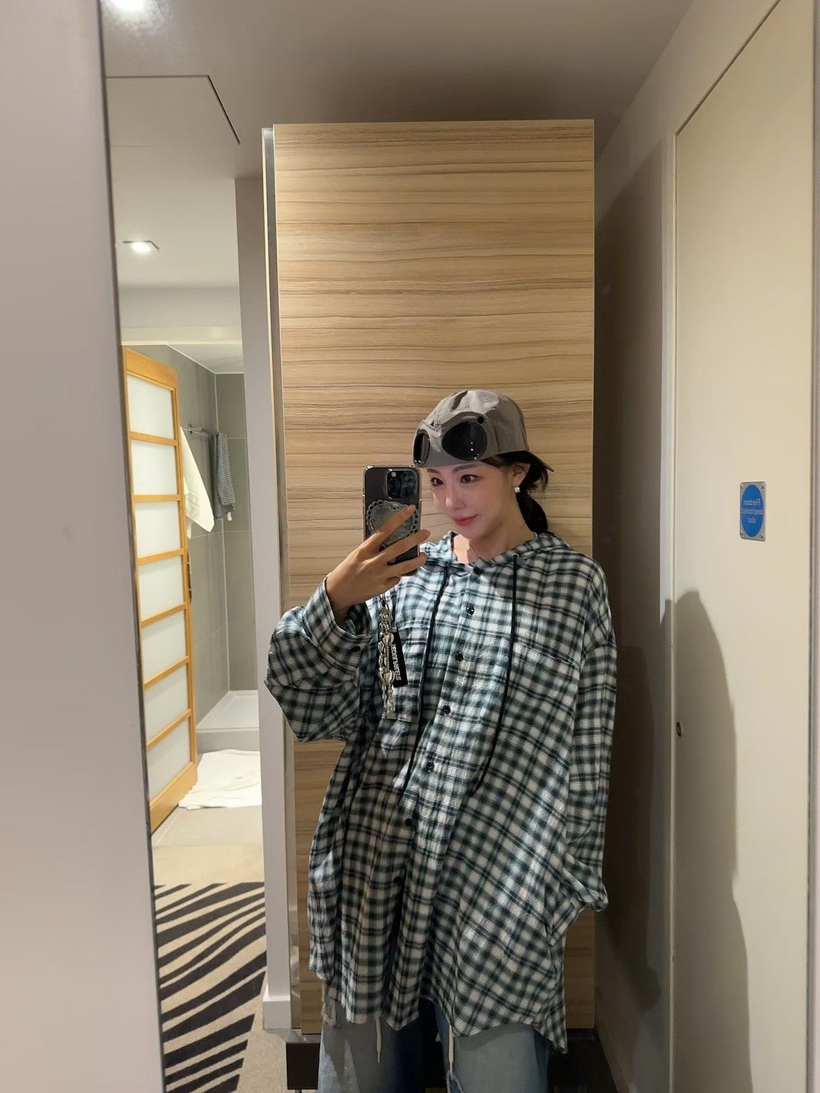 MS50813 Checked hoodie outer
