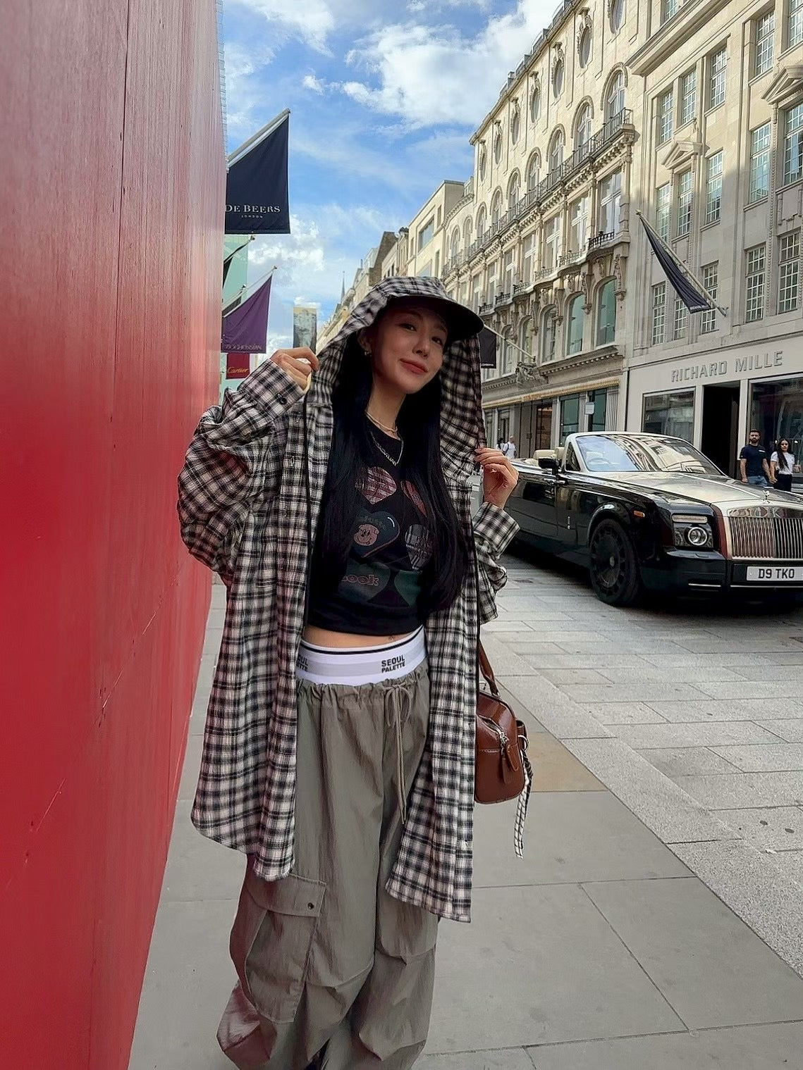 MS50813 Checked hoodie outer